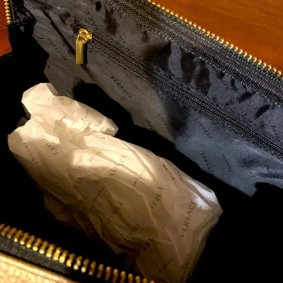 Brand new authentic cosmetic Versace case with 2 zipper compartments with handle
